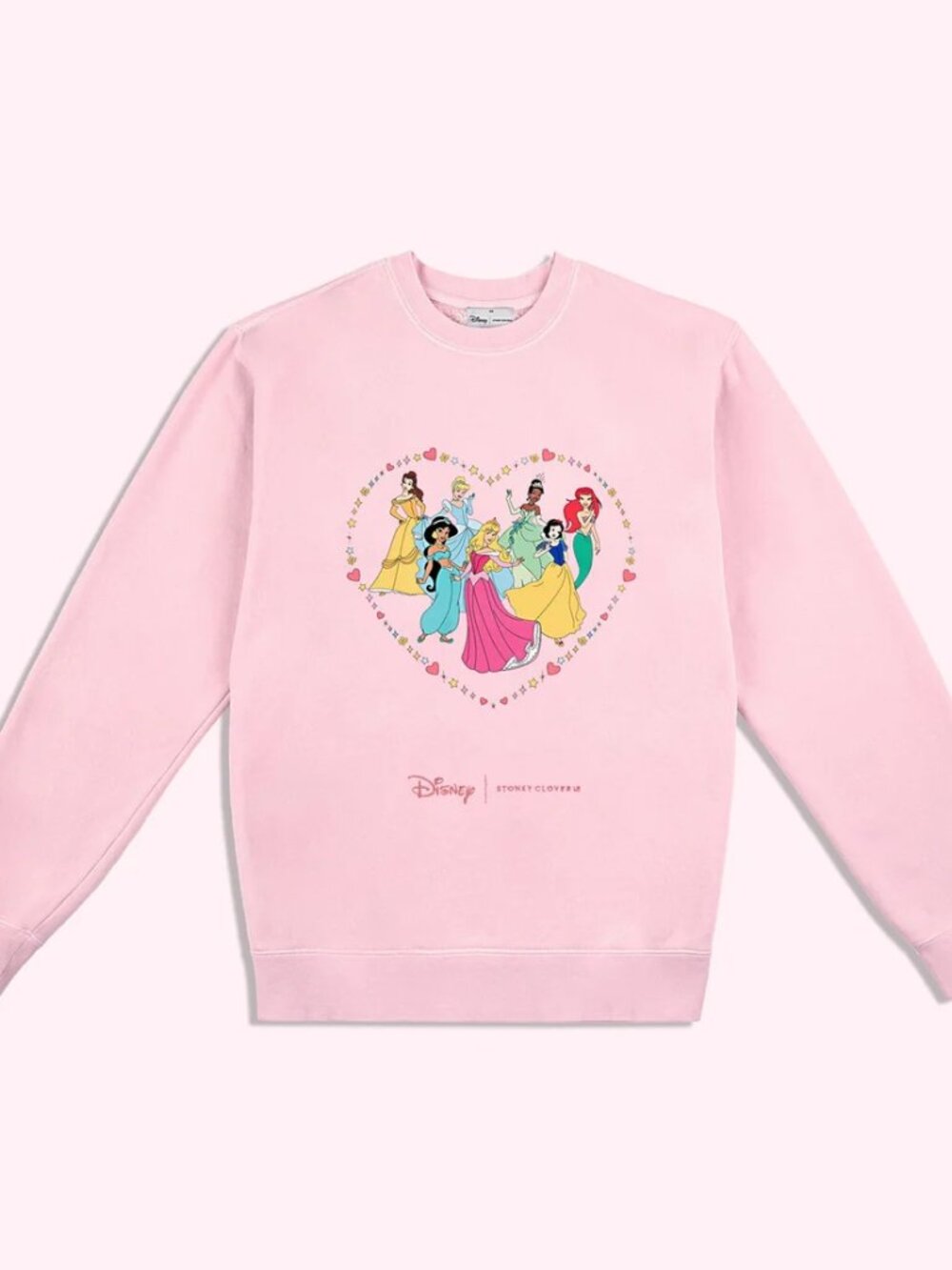 Stoney Clover Lane Disney Princess Pink Crewneck Sweatshirt Size Large / XL NWT